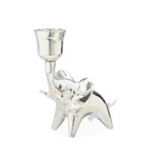 JONATHAN ADLER - SILVER-PLATED ELEPHANT CANDLE HOLDER PAIR OF 2